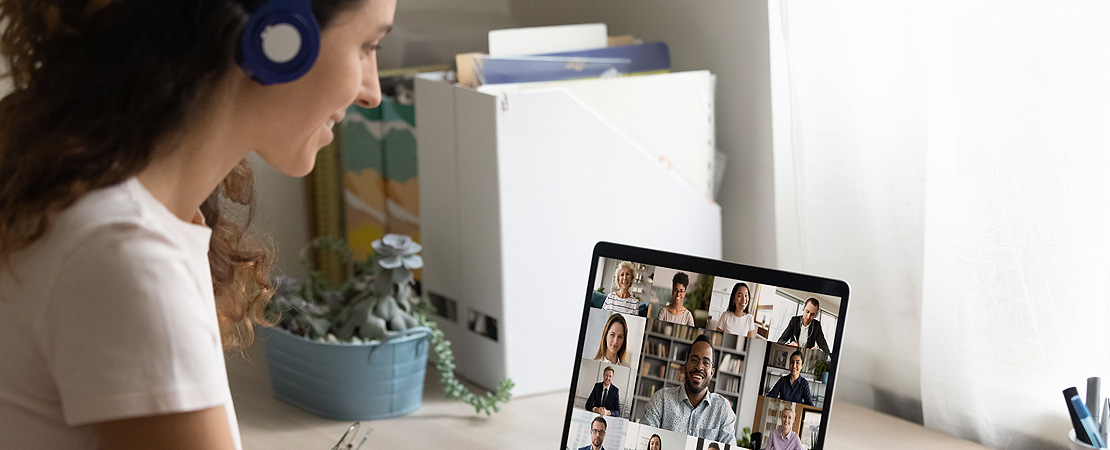 female worker on video call