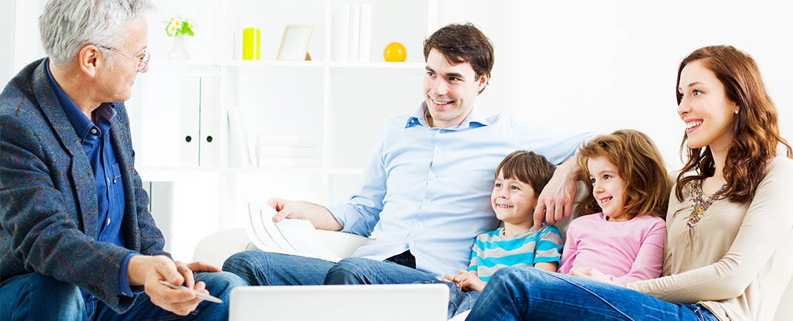 a health and care professional with a family