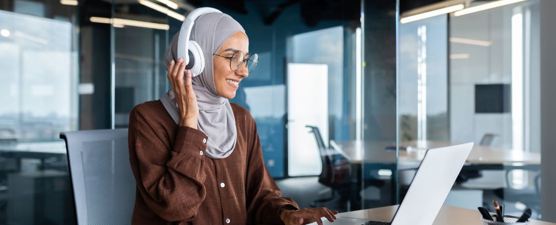 A woman working in the office