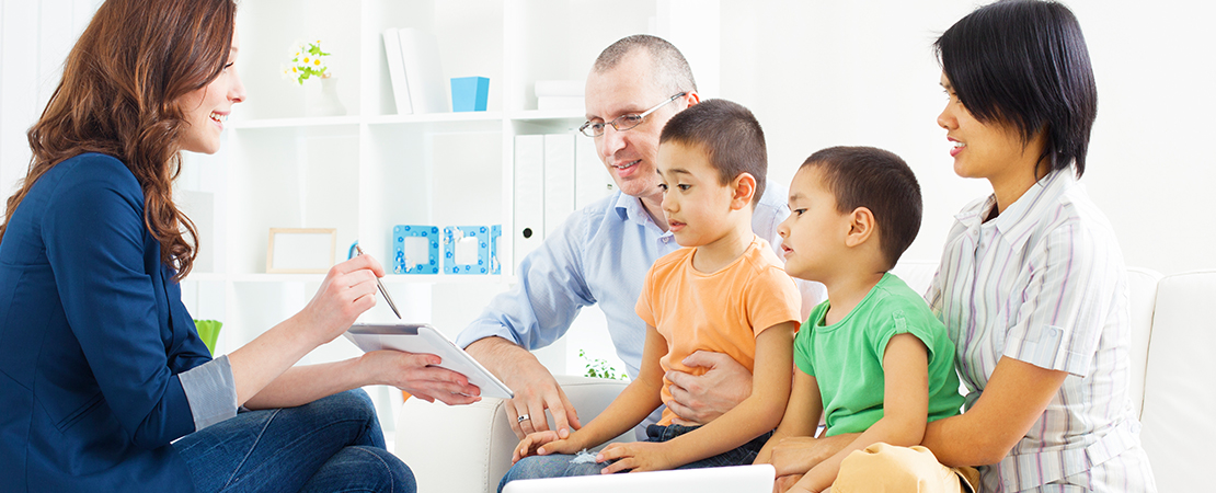 A health professional with family