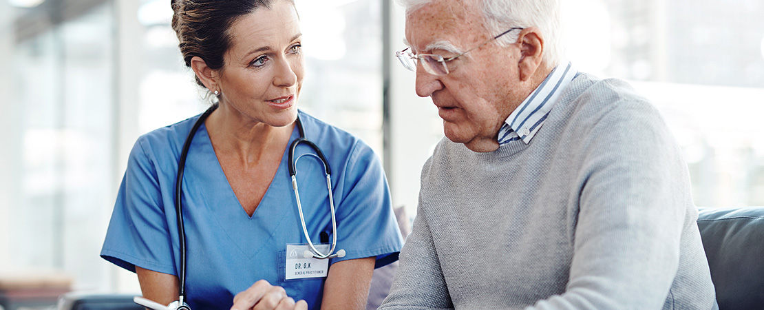 female doctor with a male patient