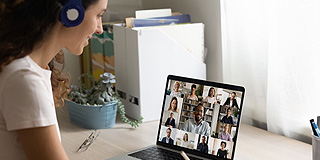 female worker on video call