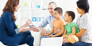 A social care professional with a family