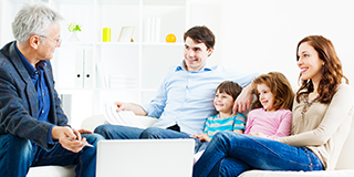 a health and care professional with a family
