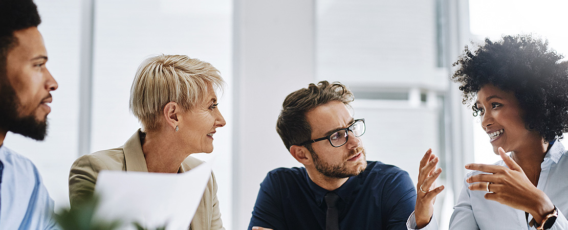 Work colleagues in discussion