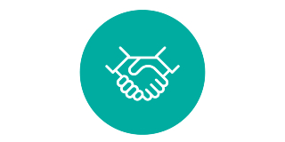 Icon of a handshake implying Respectful